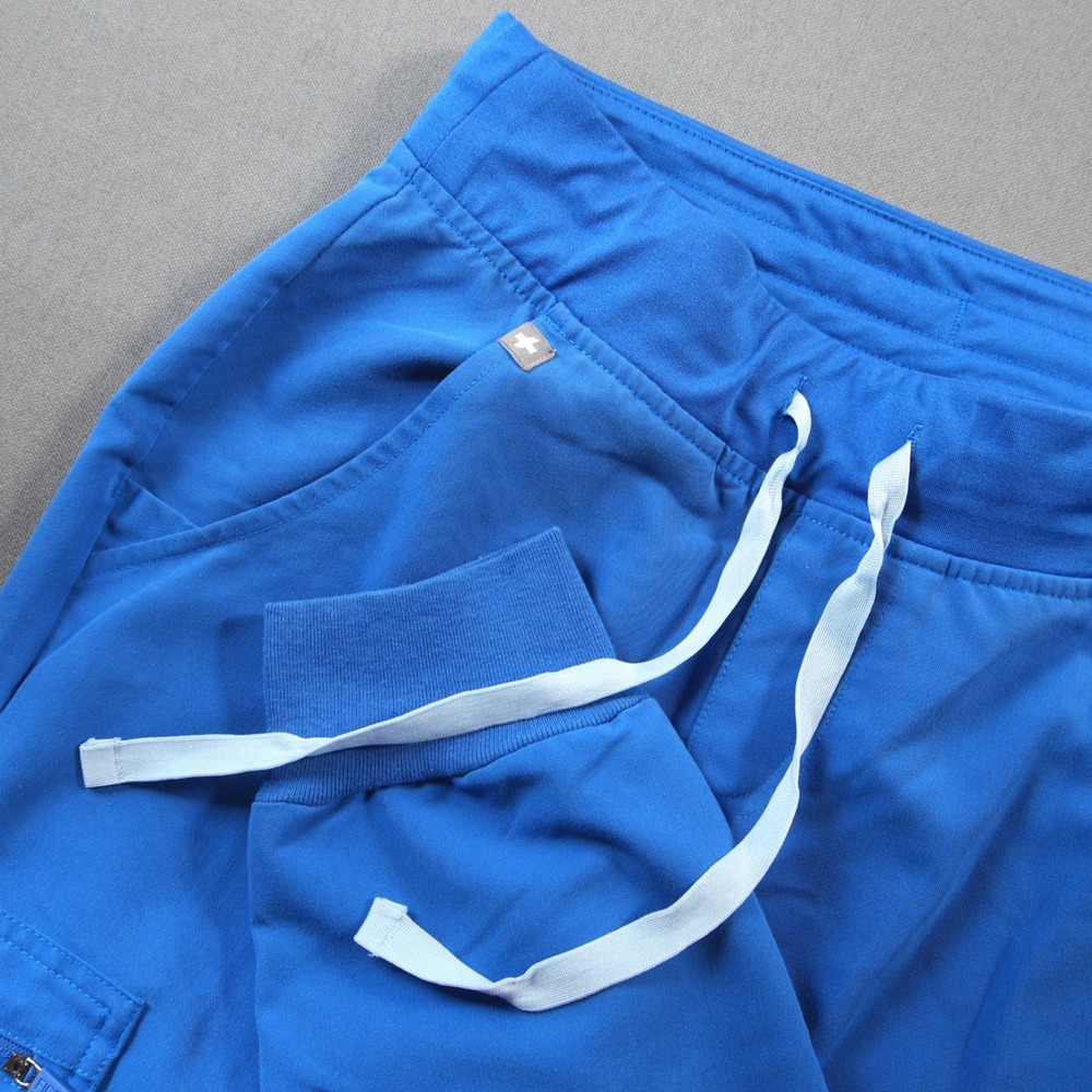 Figs Zamora Jogger Women Scrub Pants XSP Blue Drawstrings Work Medical Cargo